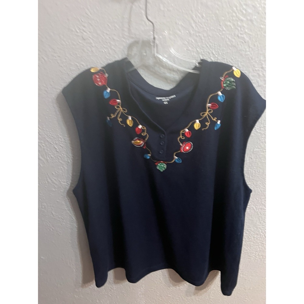 Womens Blue Sleevekess‎ Fashion Classics Christmas Size 4X